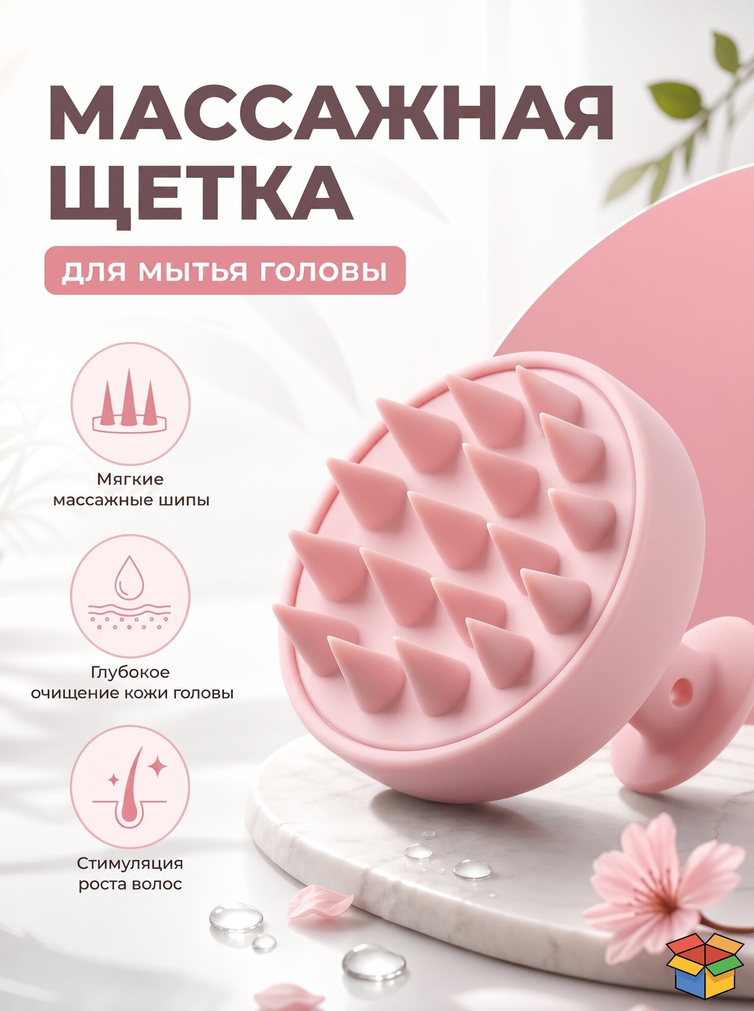Массажная щетка для мытья волос и кожи головы, с силиконовыми зубцами