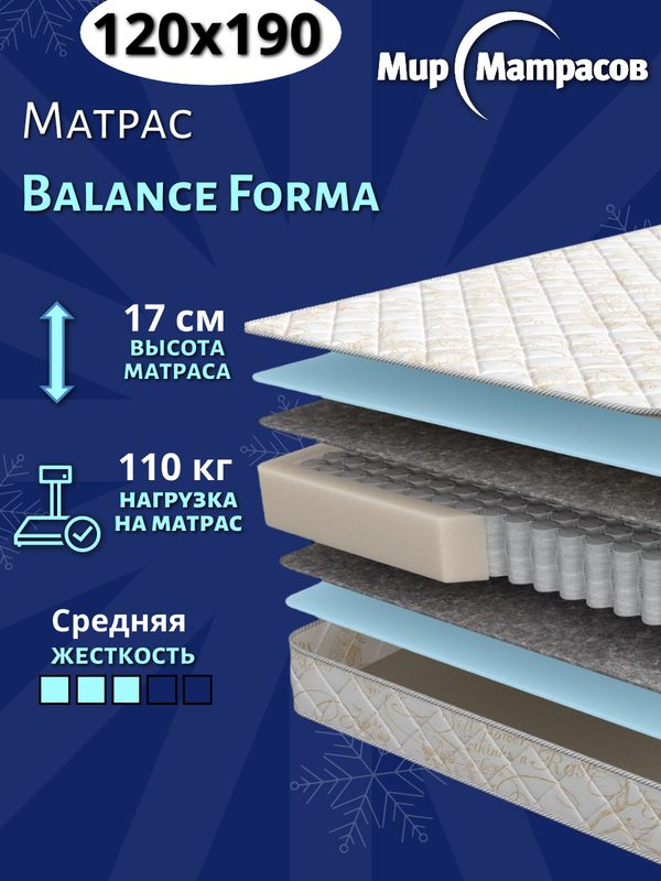 Матрас 120х190 Balance Forma, пружинный, ортопедический, средней жёсткости, 17см