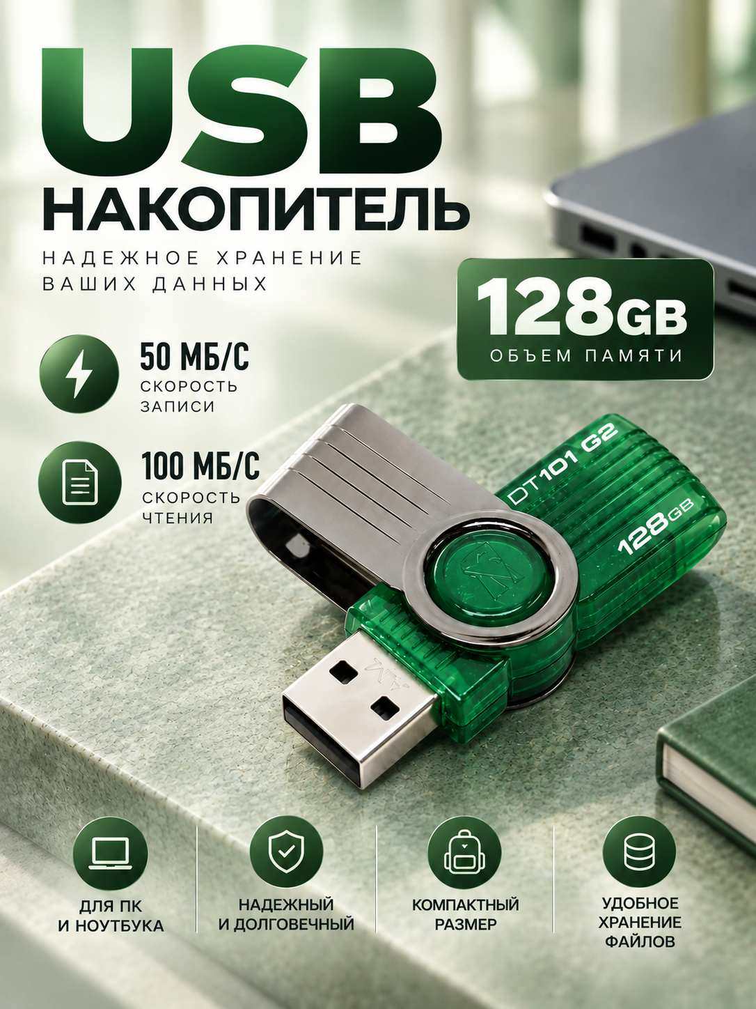 Флешка USB, 128Gb, удобная вещь, для дома и дачи, полезный аксессуар