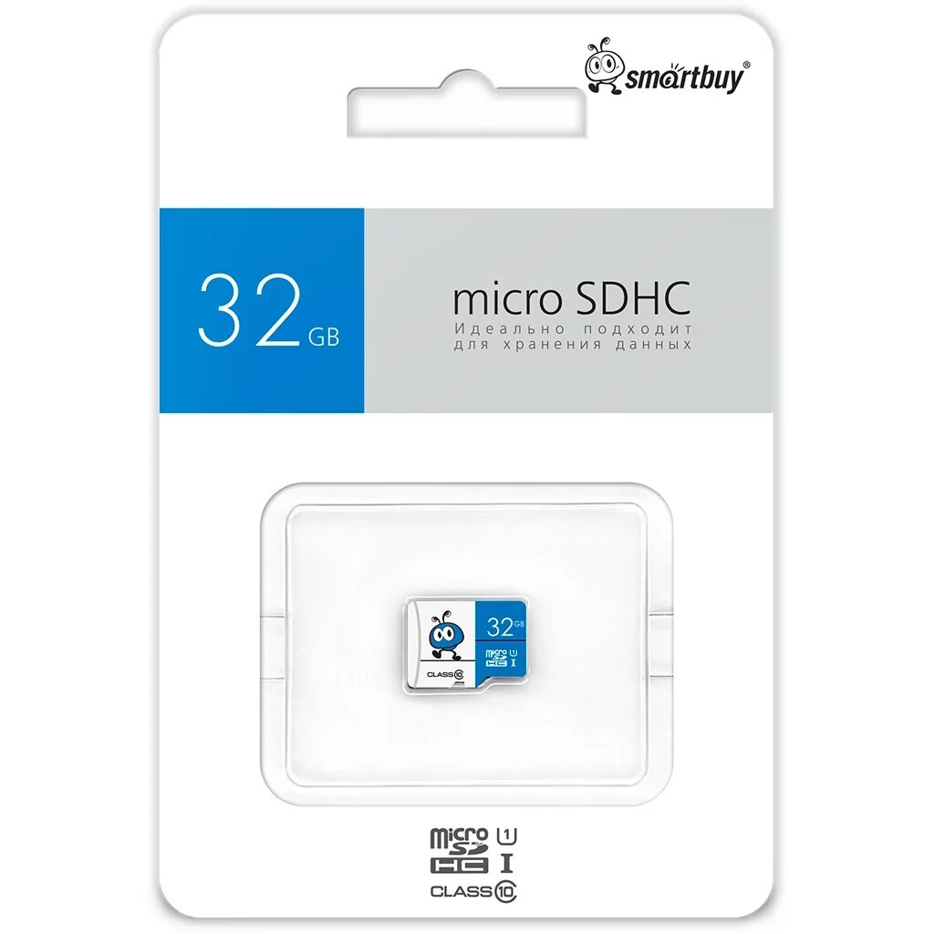 Smart Buy micro SDHC 32GB Class10 UHS-I BLUE (без адаптеров)