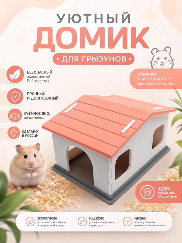 Домик для грызунов дом для хомяков дом для крыс мышей розовый