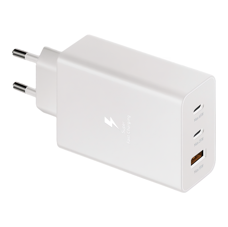 Зарядное устройство Power Adapter Trio 65W для SAMSUNG / 3 порта (USB-C 65Вт) (USB-C 25 Вт) (USB-A 15 Вт) / Быстрая зарядка 65W для устройств SAMSUNG