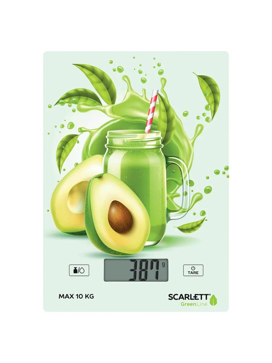 Кухонные весы Scarlett SC-KS57P74, салатовые, электронные, точность 1 г, пластик
