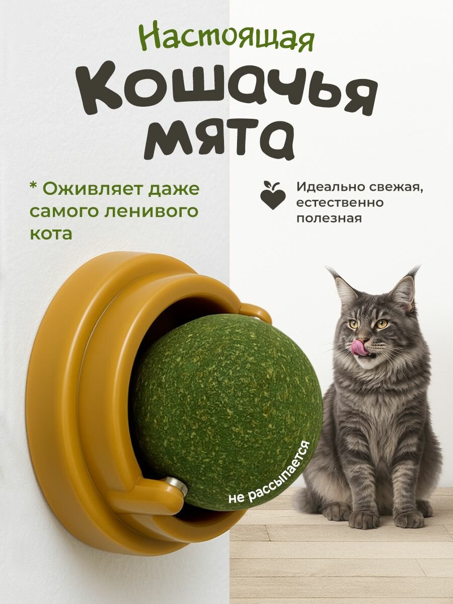 Игрушка для кошек "DPzoo" / шарик с кошачьей мятой натуральный