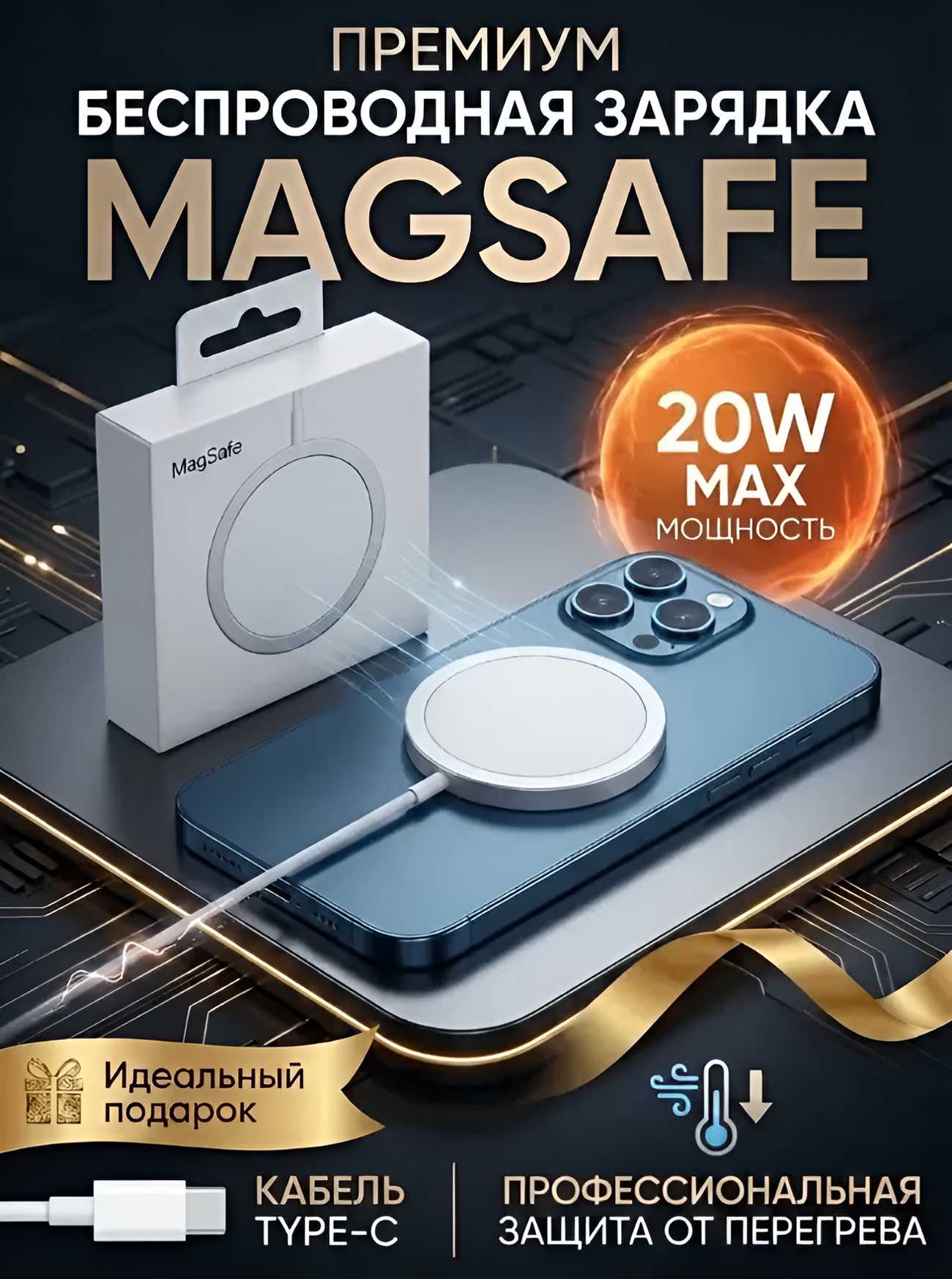 Зарядное устройство MagSafe, для iPhone, быстрая зарядка 15 Вт