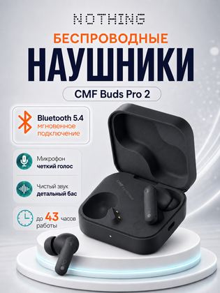 Беспроводные наушники Nothing CMF Buds Pro 2 (New 2025) с шумоподавлением, Dark gray, B187