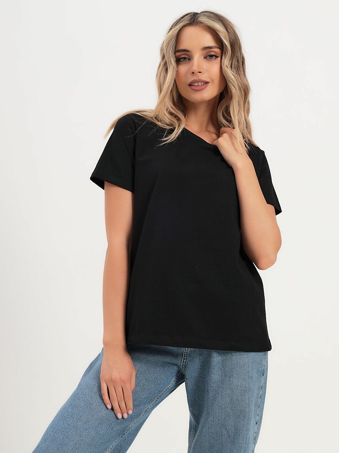 Футболка Новомосковский трикотаж базовая, 1 шт., размер 52-54(XL), черный