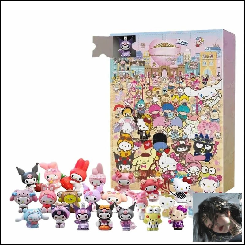 Адвент календарь для девочек Hello Kitty с сюрпризами, праздничный календарь в стиле аниме, размер 26x18 см