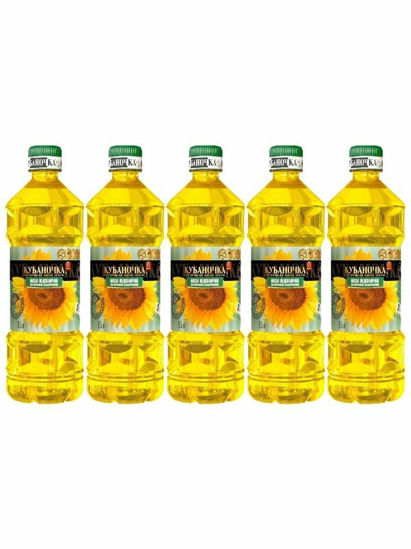 Масло подсолнечное рафинированное "Кубаночка" 0,5 л (Набор из 5шт)