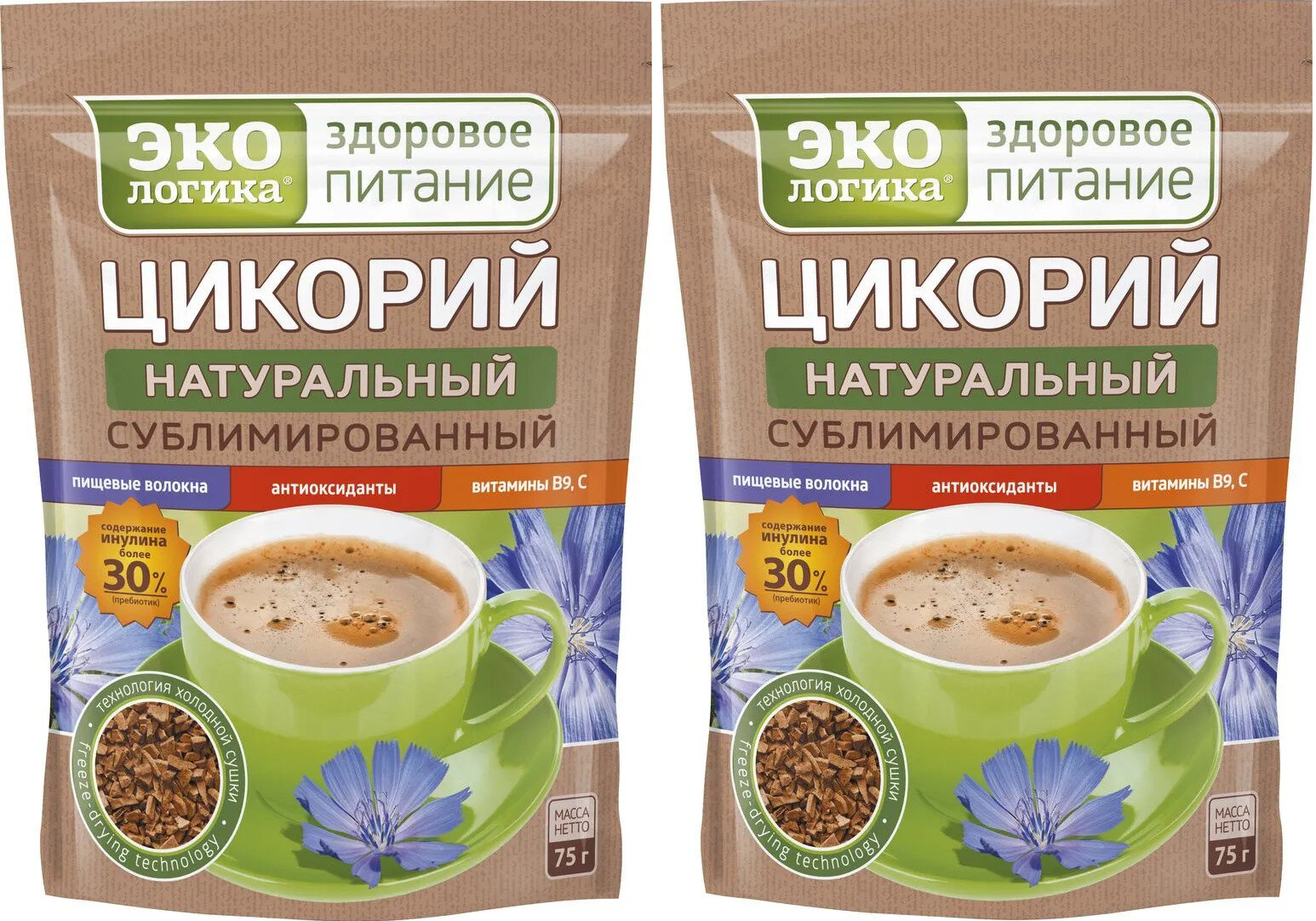 Экологика цикорий сублимированный в пакете, 75 г, (Набор из 2 шт)