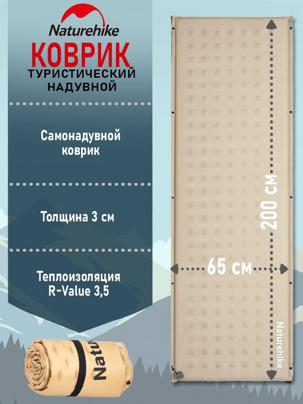 Коврик самонадувающийся Naturehike D Series R3.1 туристический матрас