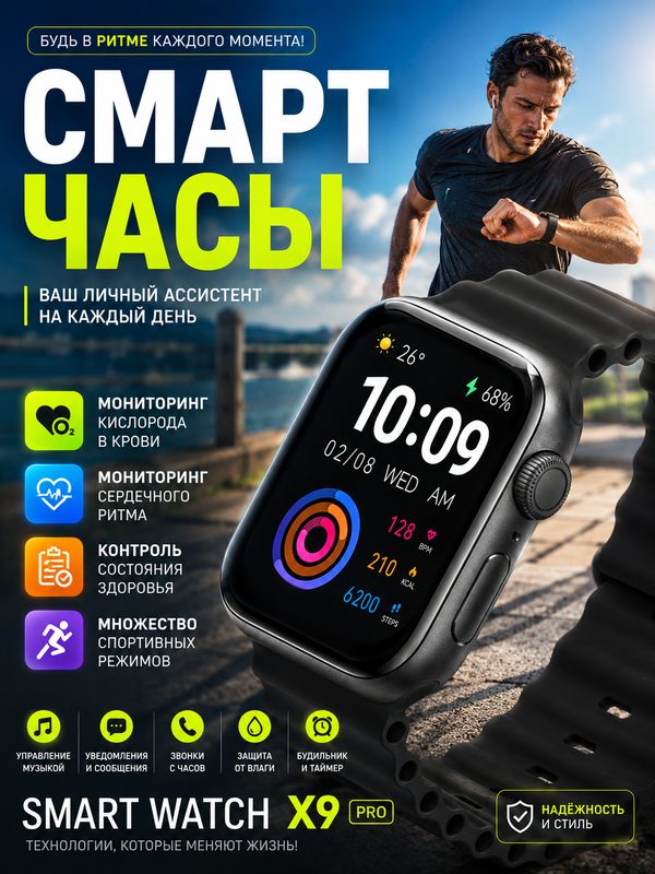 Смарт часы, — умные часы для спорта и повседневности , NFC совместимость с Android и iPhone