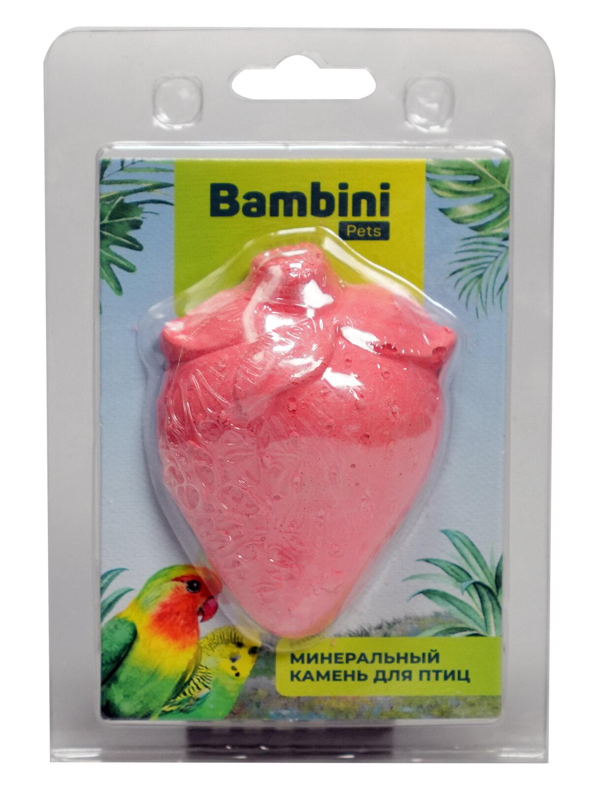 Минеральный камень для птиц Bambini Pets "Клубничка" здоровье клюва х 2шт