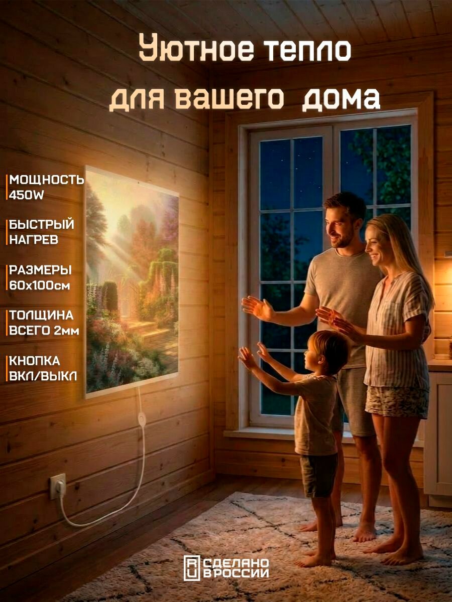 Инфракрасный обогреватель-картина "в Саду" c кнопкой на шнуре