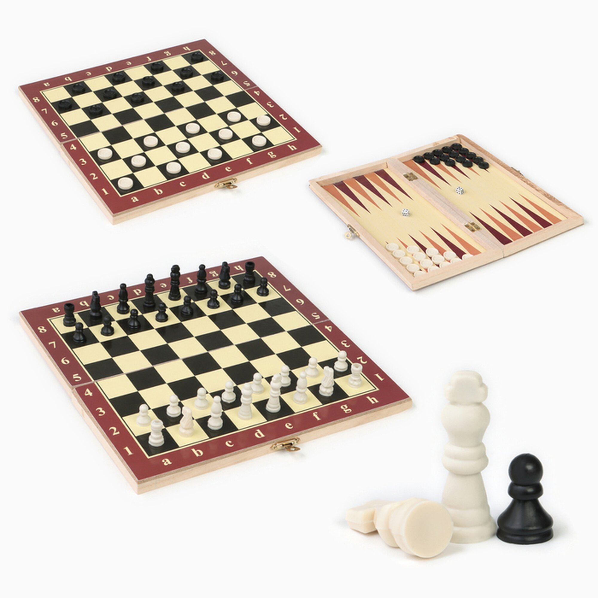Настольная игра 3 в 1, набор: шахматы, шашки, нарды, 25×25 см