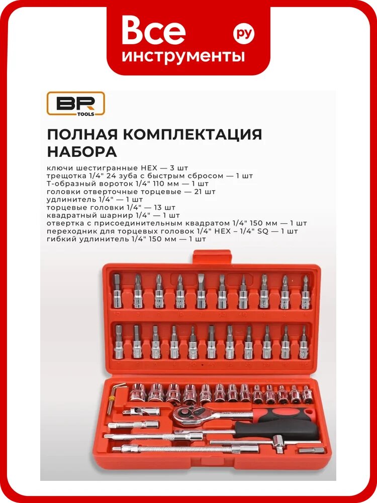 Набор инструментов BestRoom для автомобиля и дома 46 предметов Набор инструментов 46 предметов(112-425)
