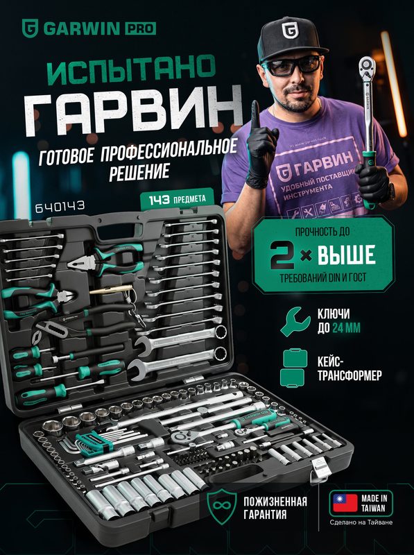 GARWIN PRO 640143 Набор инструментов 1/4" и 1/2", 143 предмета