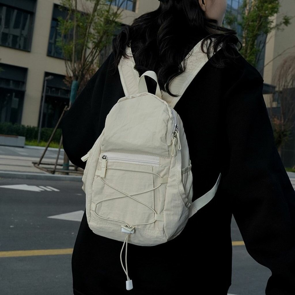 Легкий рюкзак для путешествий ins mini casual bag на шнурке-кремово-белый