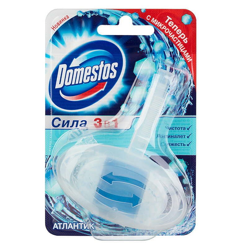 Подвесной блок для унитаза Domestos "3в1 Атлантик" 40г, твердый, 177281