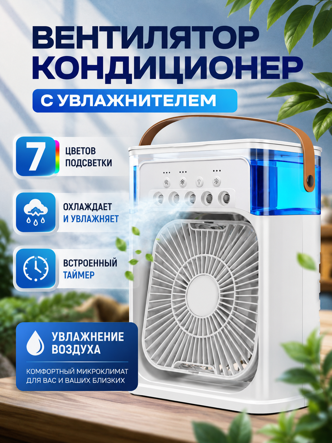 Вентилятор настольный, охладитель воздуха, мини кондиционер на стол