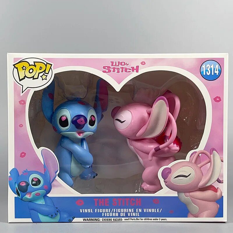 MINISO Disney Stitch пара аниме фигурок, with box, Розовый