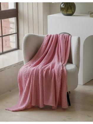 Вязаный плед для дома "Decade Home" розовый, хлопок, 150*200