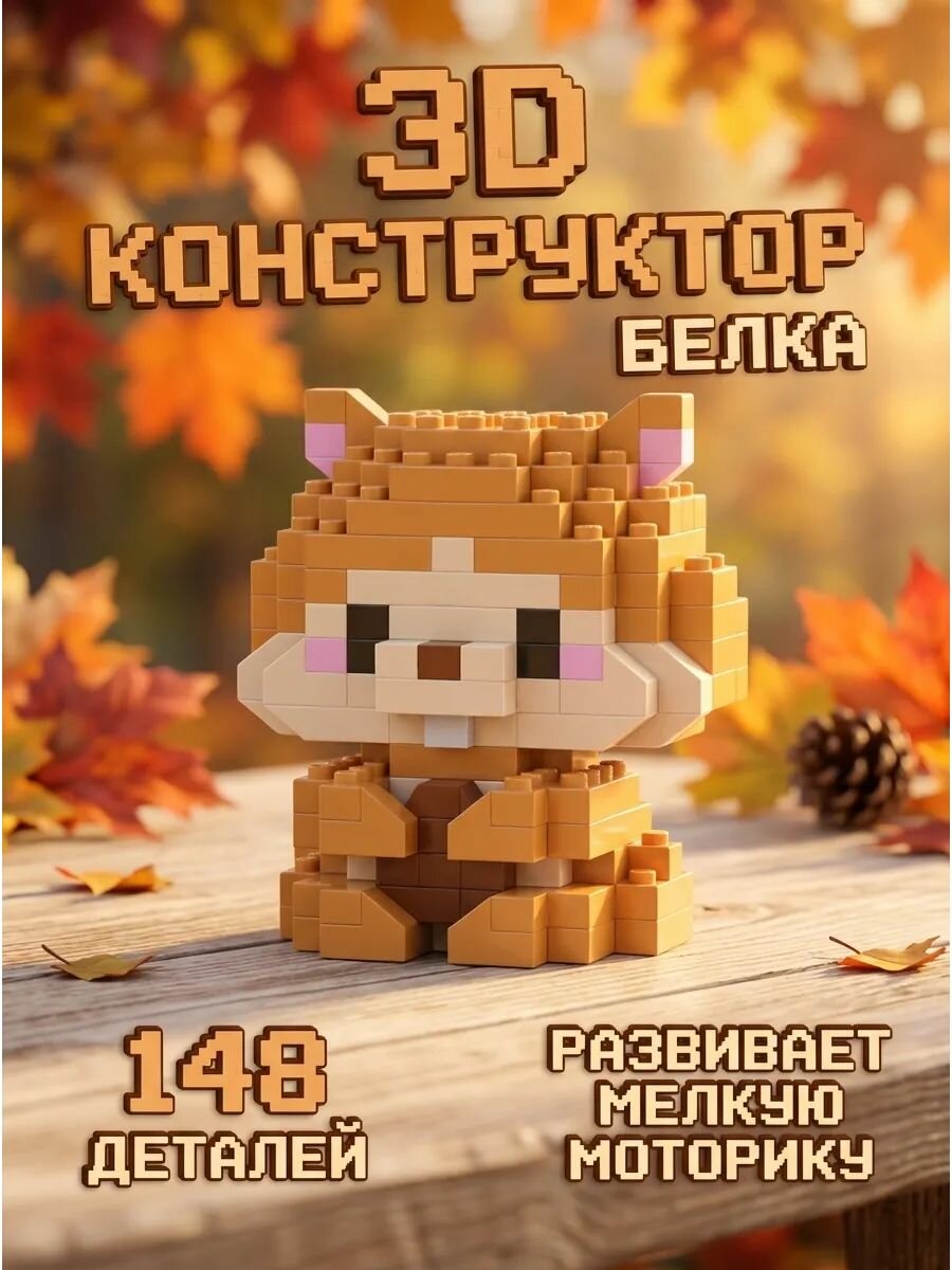 Конструктор "Белка", 3D, из мини-блоков, безопасный АБС-пластик, 148 деталей