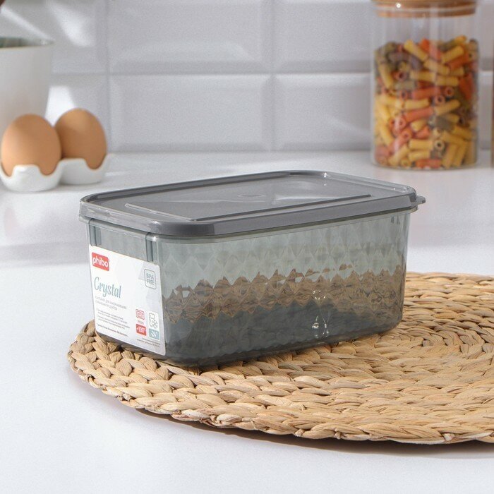 Phibo Контейнер для заморозки и хранения продуктов phibo «Кристалл», 1.3 л, 18×12.5×8 см, пластик, черный