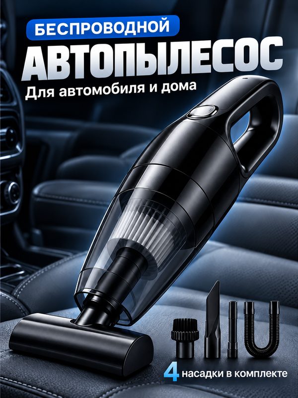 Автопылесос беспроводной 120 Вт, ручной пылесос для салона автомобиля и дома