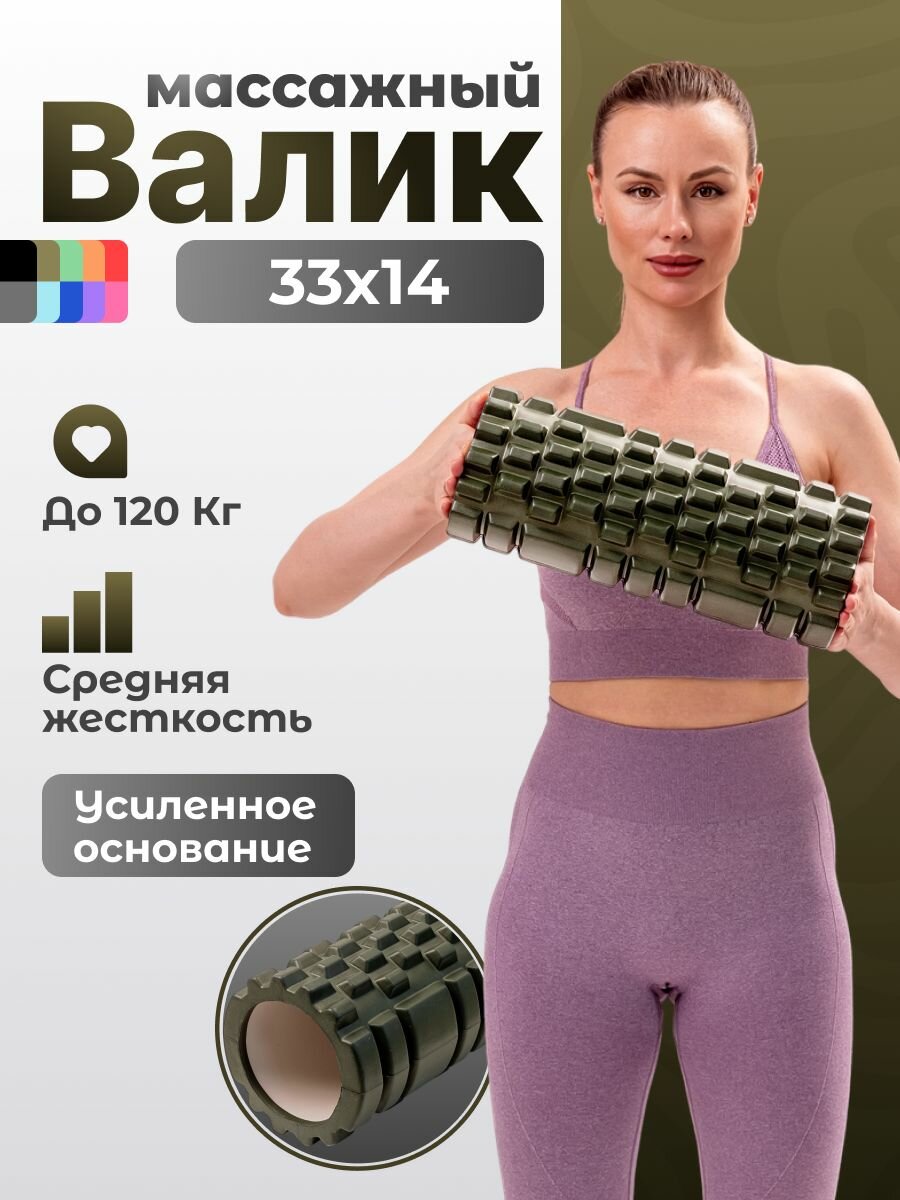Валик для спины / Shappa Fit / 33 см, усиленное основание, мфр ролл, ролик массажный