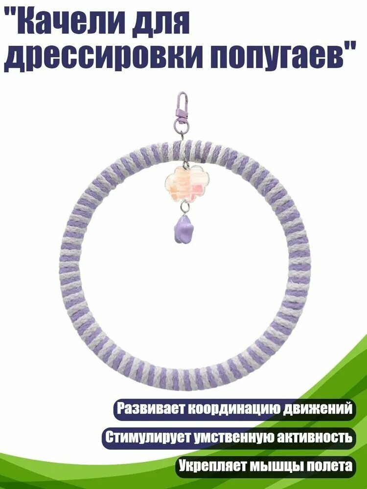 "Качели для дрессировки попугаев", Фиолетовый - маленький, многофункциональная качель и жердочка для попугаев