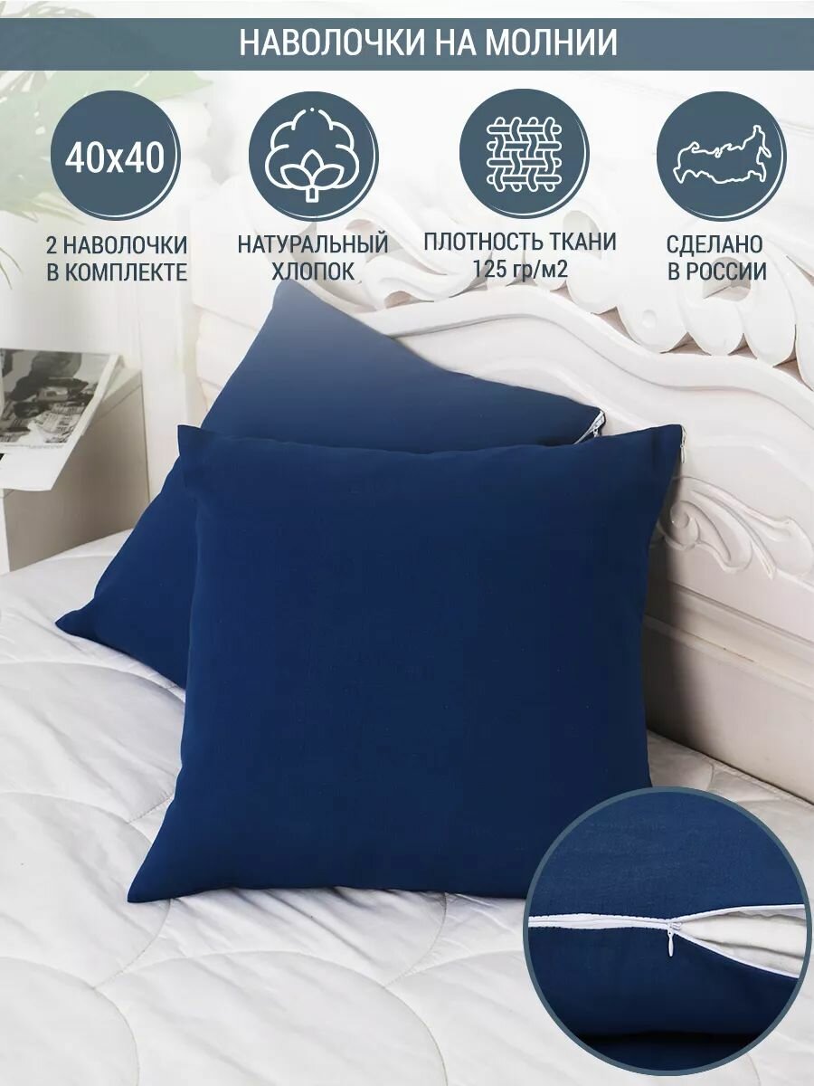Наволочки на молнии Ovonavi-2128 индиго 40х40 см