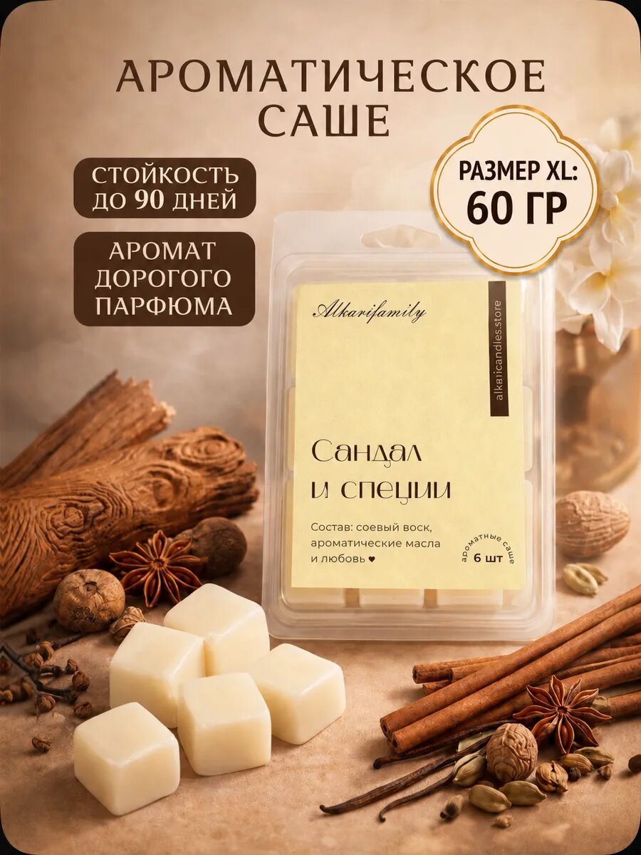 Саше для белья в шкаф ароматическое сандал и специи от Alkari Family