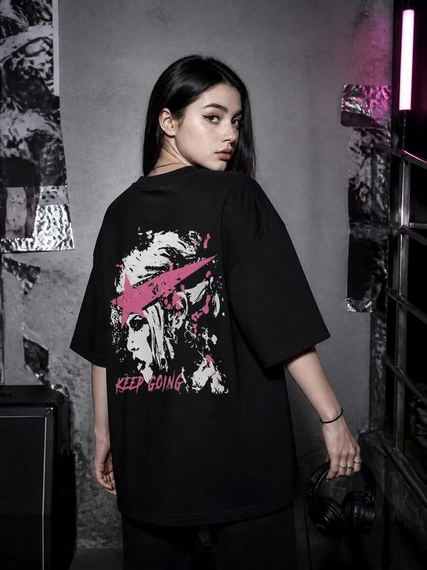 Футболка Y2K, Streetwear, 1 шт., размер 44-46, черный
