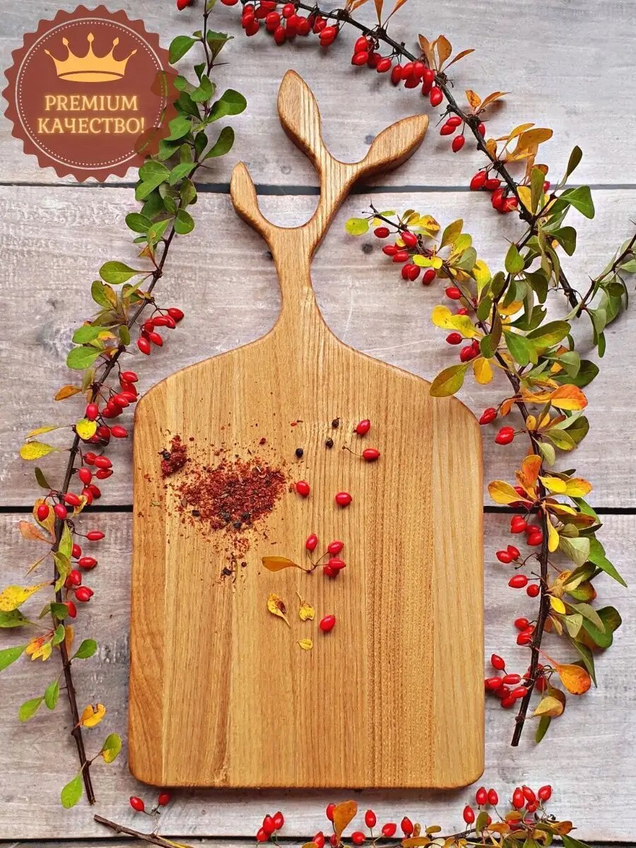 Разделочная доска Top Wooden Crafts, дерево, с ручками, 30x15 см