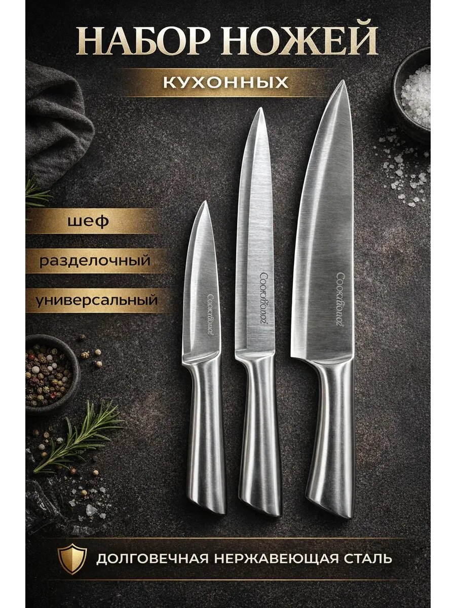 Ножи кухонные набор 3 штуки