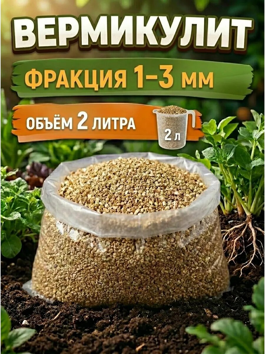 Вермикулит 2л 1-3мм для растений цветов разрыхлитель почвы