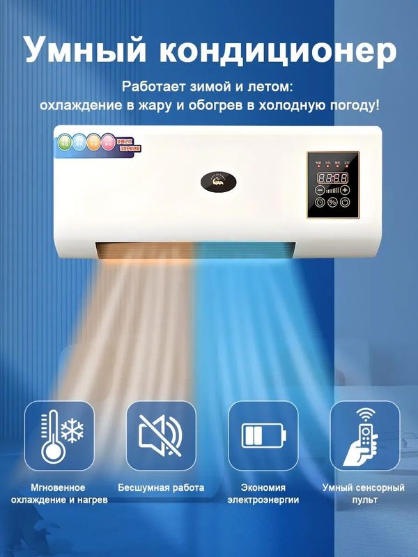 Тепловентилятор настенный керамический 2000 Вт с пультом, Тепловая завеса электрическая над дверью, Обогреватель для дома с таймером