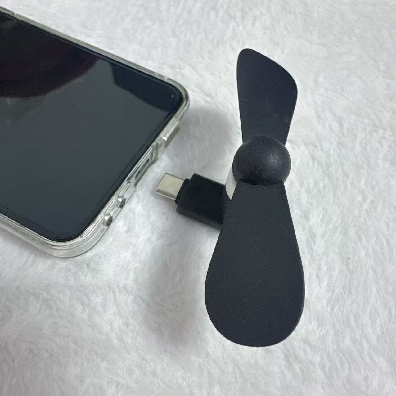 Портативный мини-вентилятор с разъемами USB и Type-C, бесшумный кулер для телефона, уличный вентилятор для спорта и альпинизма, цвет: черный