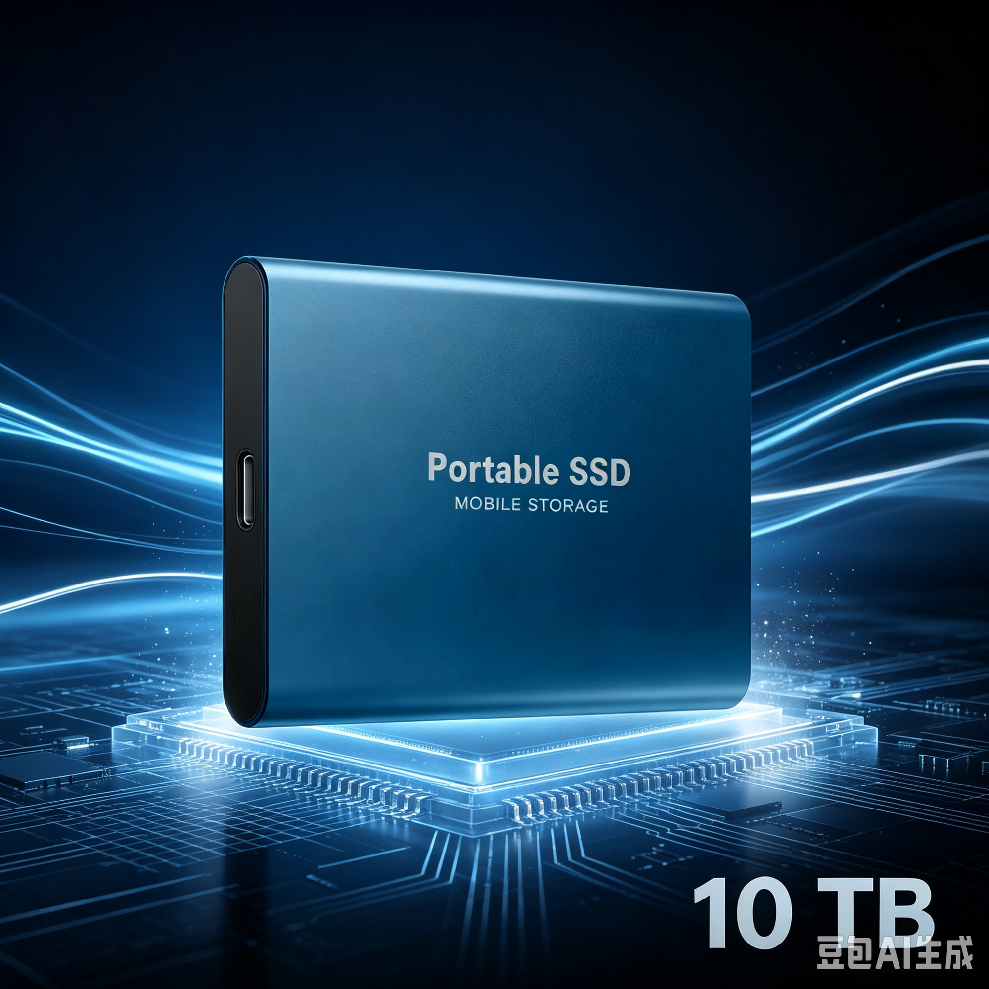 Внешний портативный SSD диск 10ТБ USB 3.1 Type-C, скорость чтения/записи до 1050 МБ/с, мобильный накопитель синий 10ТБ