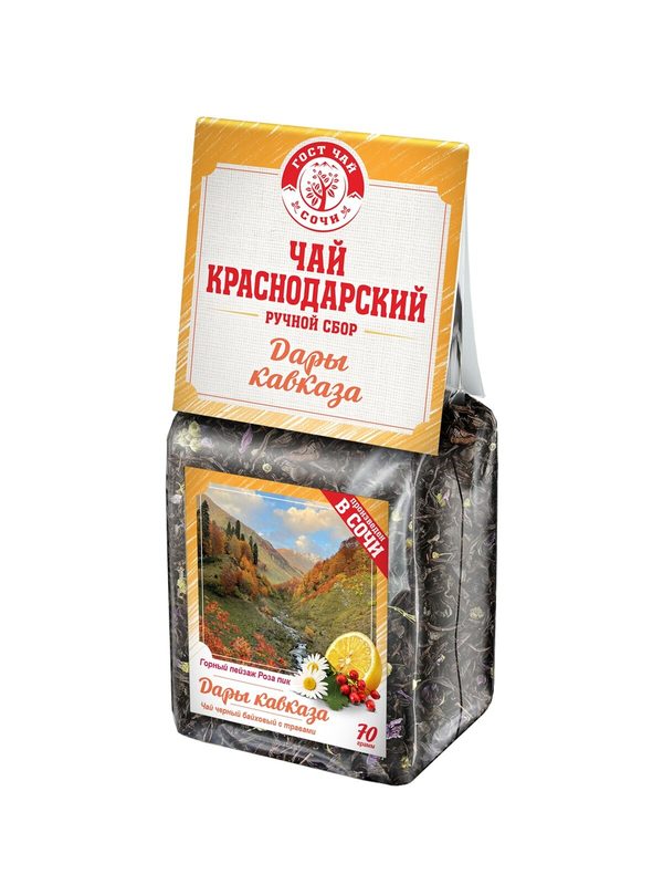 Краснодарский чай Ручной сбор 70г черный дары кавказа байховый