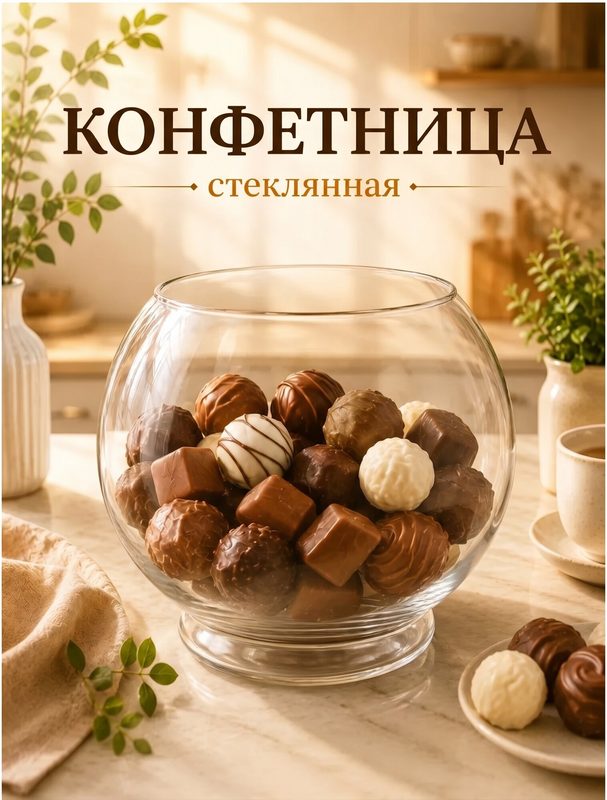 Конфетница стеклянная Magistro "Influx" 14,5х11 см прозрачная