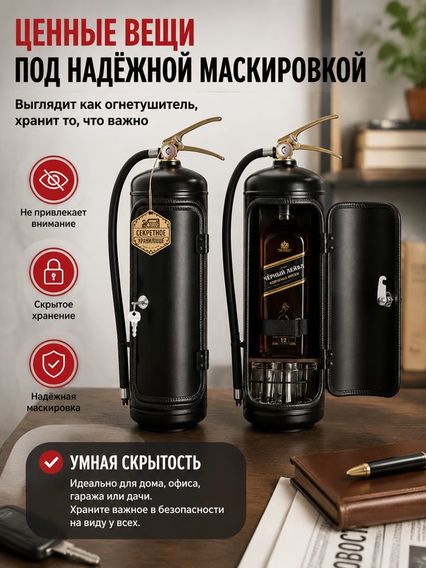 Декоративный мини-бар в форме огнетушителя, подарочный шкаф для хранения виски, винная коробка,