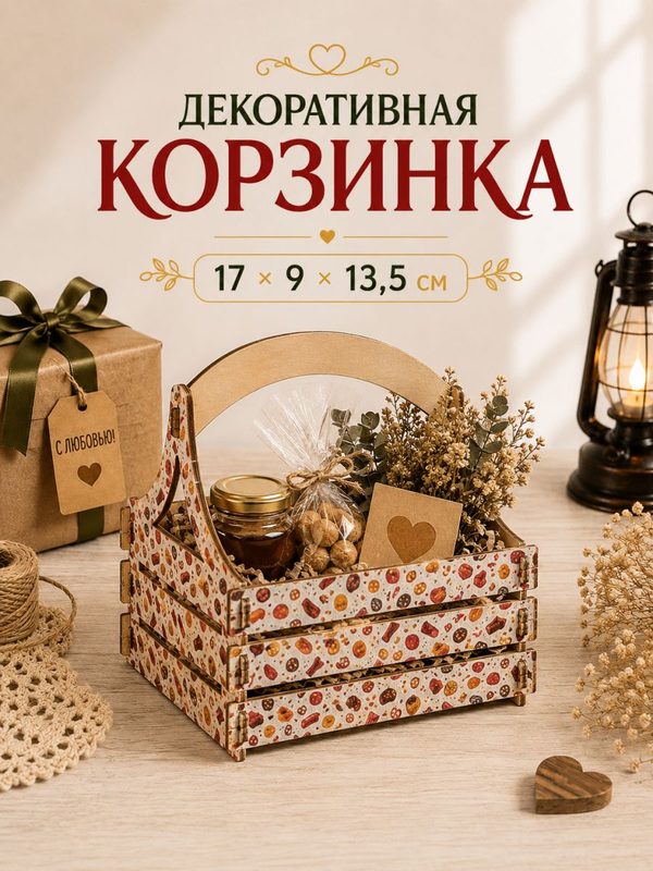 Корзинка декоративная деревянная