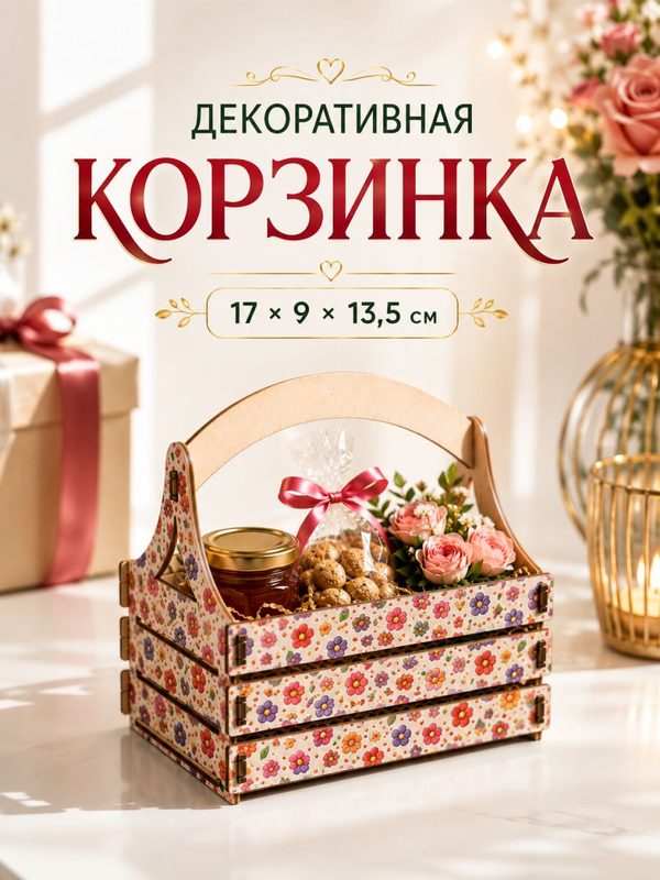 Корзинка декоративная деревянная