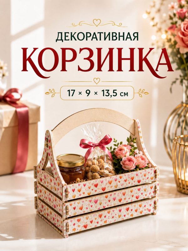Корзинка декоративная деревянная