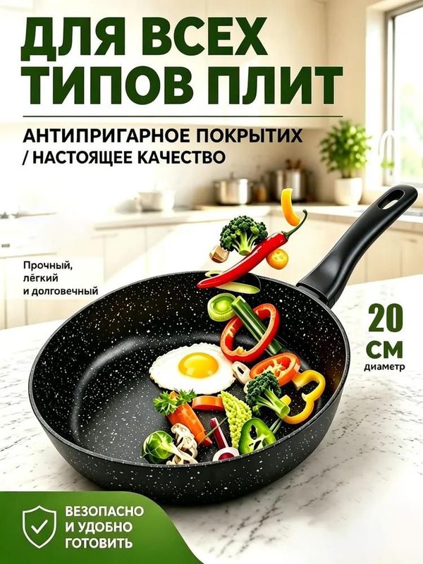 Сковорода из углеродистой стали с антипригарным покрытием, 18 см, чёрная