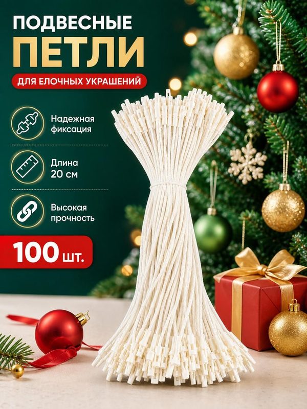 Мишура красная, полиэстер, 20 см, 100 шт.