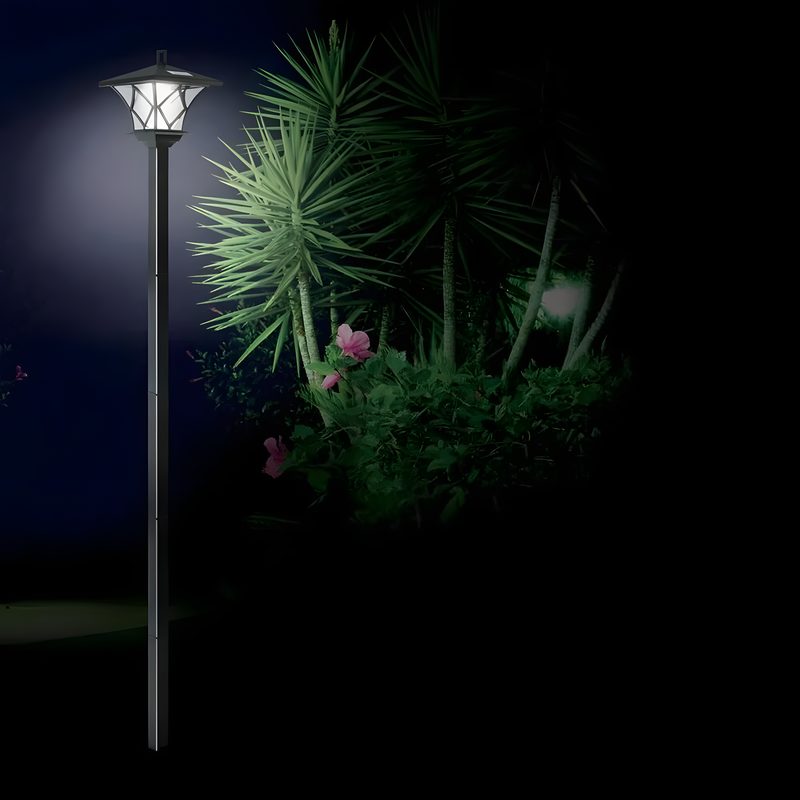 Садовый солнечный фонарь-столб LED, классический дизайн, черный, высота 1,5 м, IP65, для улицы и сада