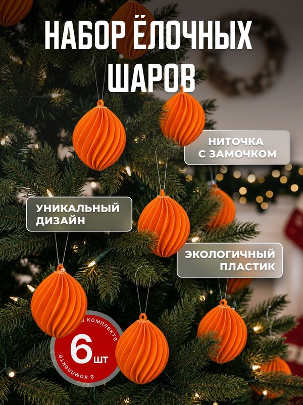 Набор елочных игрушек оранжевые шары